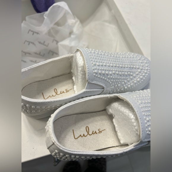 Lulus White Pearl Flatform Slip-On Sneakers - NWT - Fit like size 6.5. - Picture 5 of 8